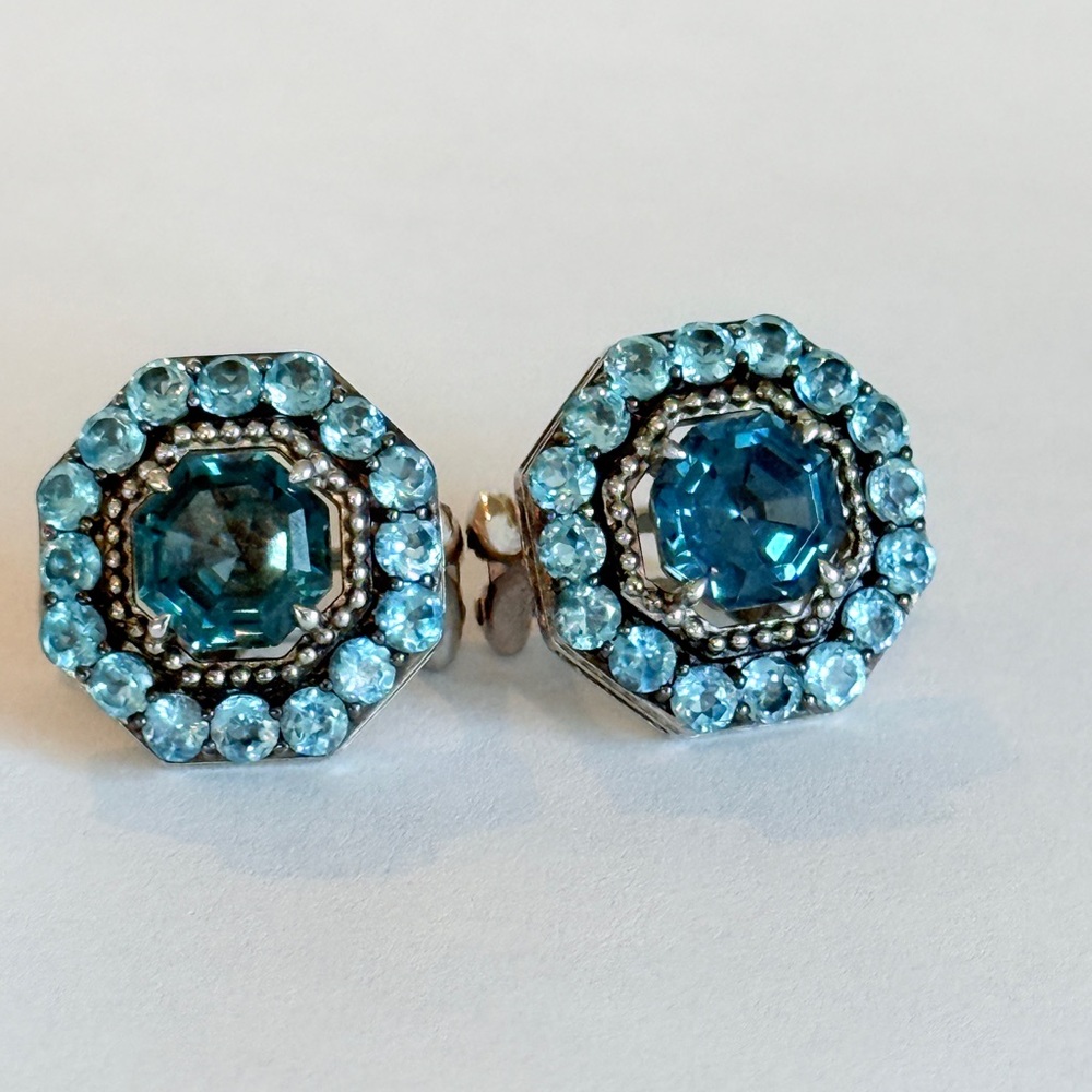 COPY - Judith Ripka Silver and Blue Earrings